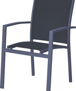 2x Alu Garten Stapelstuhl Balkon Terrasse Stuhl Stühle Sessel Hochlehner grau