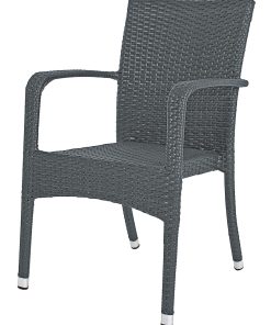 2x Garten Stapelstuhl Balkon Terrasse Stuhl Stühle Sessel Rattan Optik grau