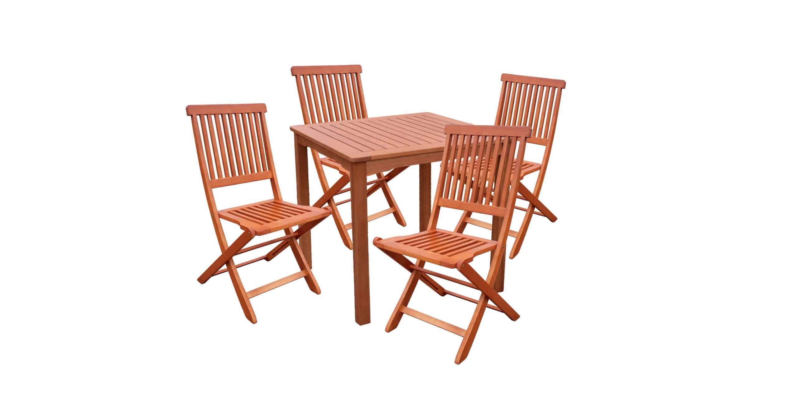 3tlg. Holz Tischgruppe Gartenmöbel Gartentisch Stuhl Garten Hochlehner Tisch