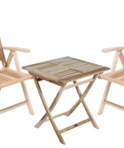 3tlg. Teak Tischgruppe Gartenmöbel Gartentisch Stuhl Garten Stapelstuhl Tisch