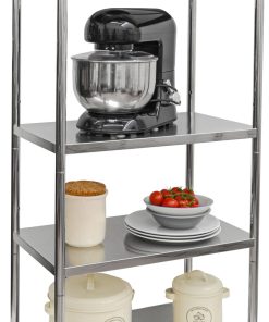 4 Ebenen Edelstahl Regal - 61x36x113 Schwerlastregal bis 60kg Metallregal Küche