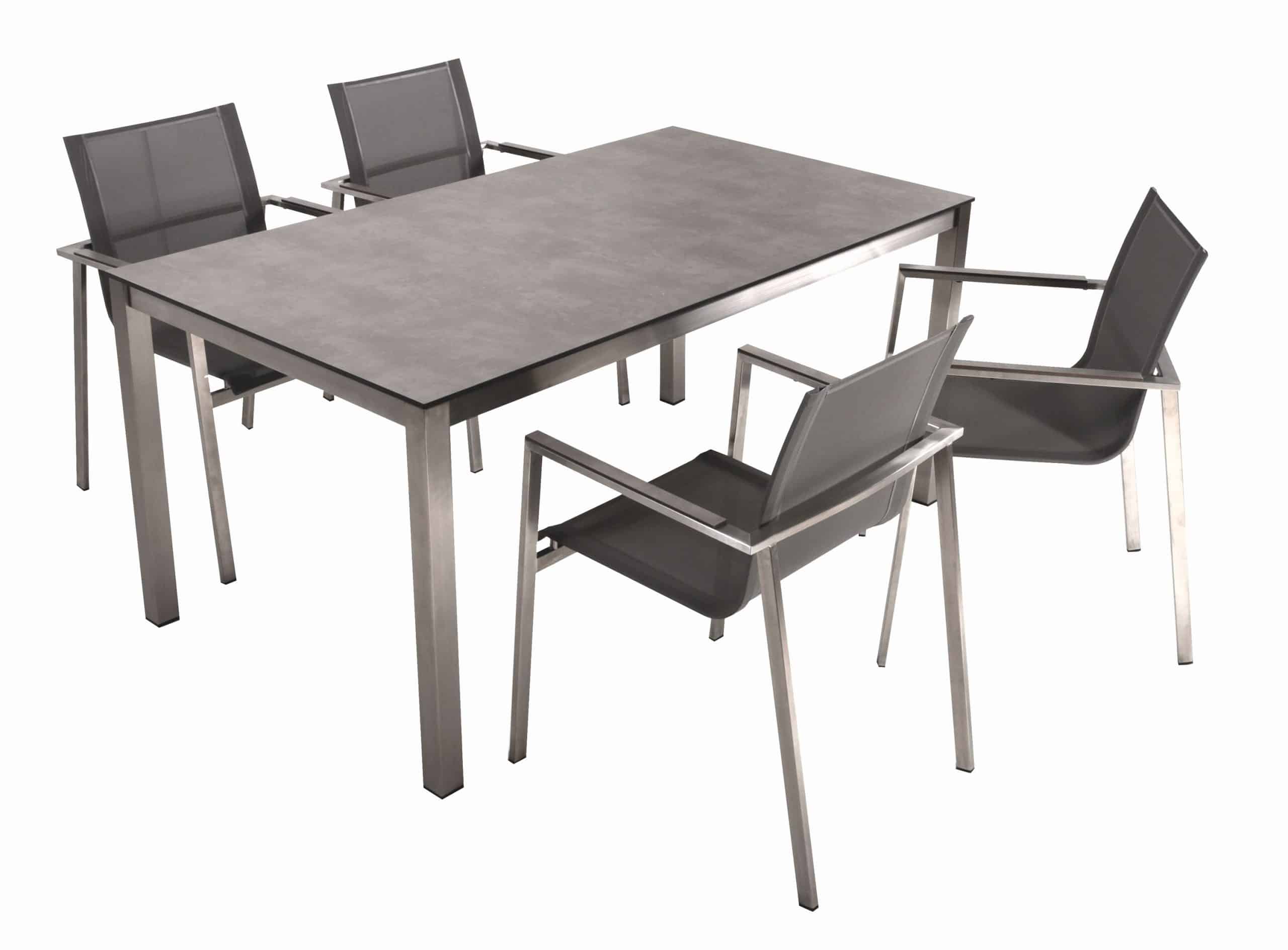 5-tlg. Tischgruppe SIENNA Edelstahl Set Garten Gartenmöbel Sitzgruppe Garnitur