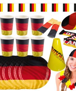 Amscan - Großes Deutschland Fan-Set (25-teilig) EM WM anfeuern schwarz rot gold Fußallparty