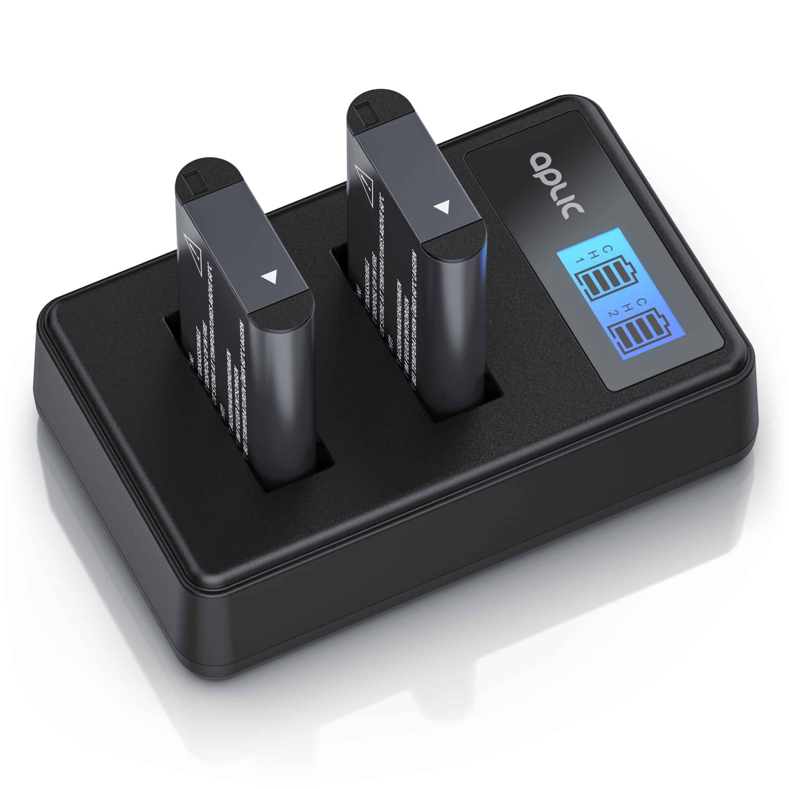 Aplic Akkuladegerät Set inkl. 2 Akkus - Kamera Batterieladegerät - Ladegerät geeignet für Sony NP-BX1 - 1000 mAh