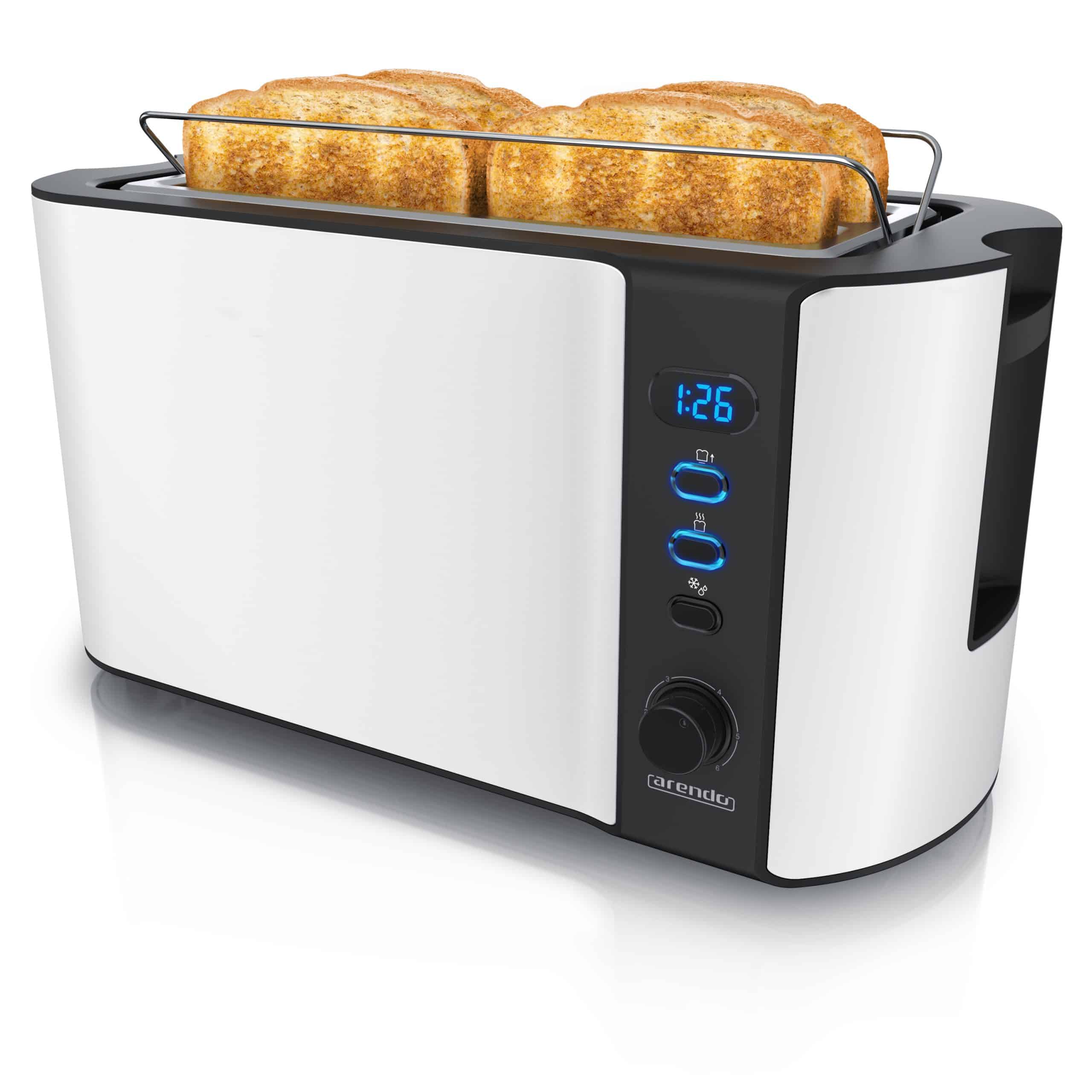 Arendo Automatik Langschlitz Toaster mit Brötchenaufsatz