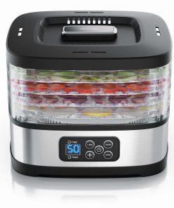 Arendo Dörrautomat mini mit Temperaturregler - Dehydrator - 5 Etagen - Timer 1 bis 72 h - 5 Einlegefächer - je Fach zwei Höhen - Food Fleisch Kräuter