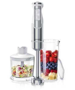 Arendo Edelstahl Stabmixer Set - vierflügeliges Messer - Pürierstab - Variabler Geschwindigkeitsregler + Turbotaste
