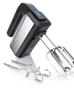 Arendo Elektrischer Handmixer - Handrührgerät Handrührer - 5 Geschwindigkeiten -inkl. 2 Rührbesen und 2 Knethaken aus Edelstahl - Soft Touch Gehäuse