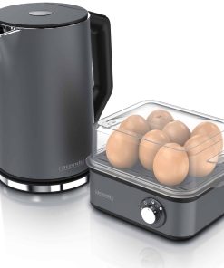 Arendo Frühstücks-Set 2-teilig in grau Wasserkocher / Eierkocher
