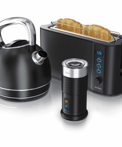 Arendo Frühstücks-Set in Schwarz matt - Wasserkocher / Toaster / Milchaufschäumer