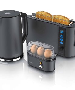 Arendo Frühstücks-Set in grau Wasserkocher / Toaster / Eierkocher
