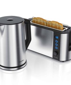 Arendo Frühstücks-Set in silber - Wasserkocher / Toaster