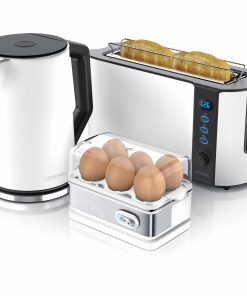 Arendo Frühstücks-Set in weiß - Wasserkocher / Toaster / Eierkocher