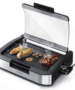 Arendo Gourmet Tischgrill mit Glasabdeckung - Elektrogrill - Barbecue - für Steaks