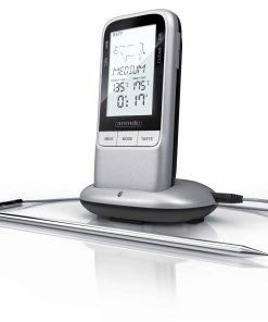 Arendo Grillthermometer digital Funk Kabellos - Fleischthermometer mit Edelstahlsonde - Kerntemperatur - Alarm - BBQ Steak Grill Meat Fleisch