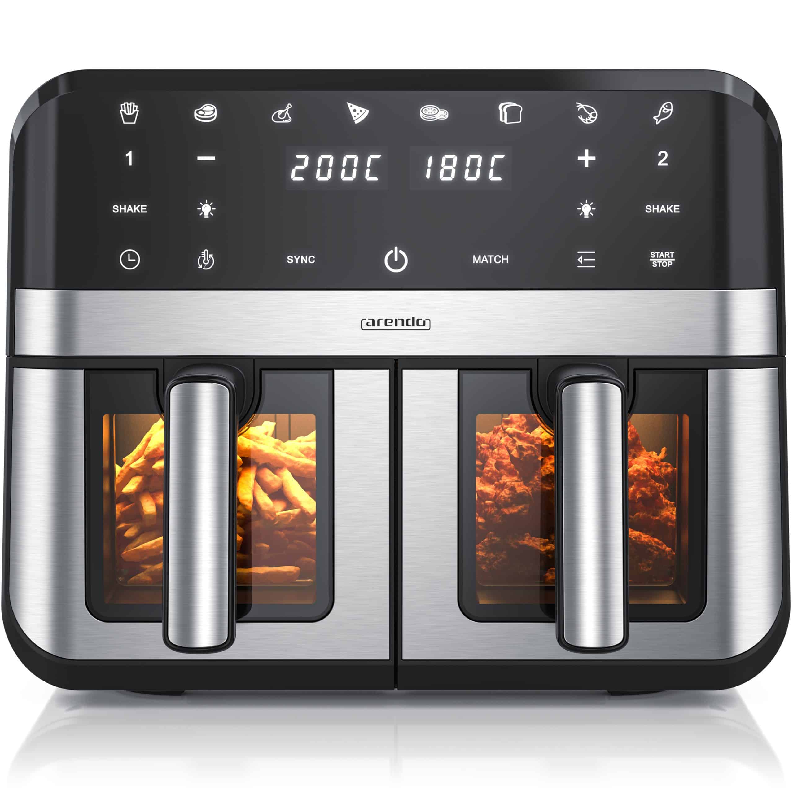 Arendo HeiBluftfritteuse XXL Doppelkammer Airfryer