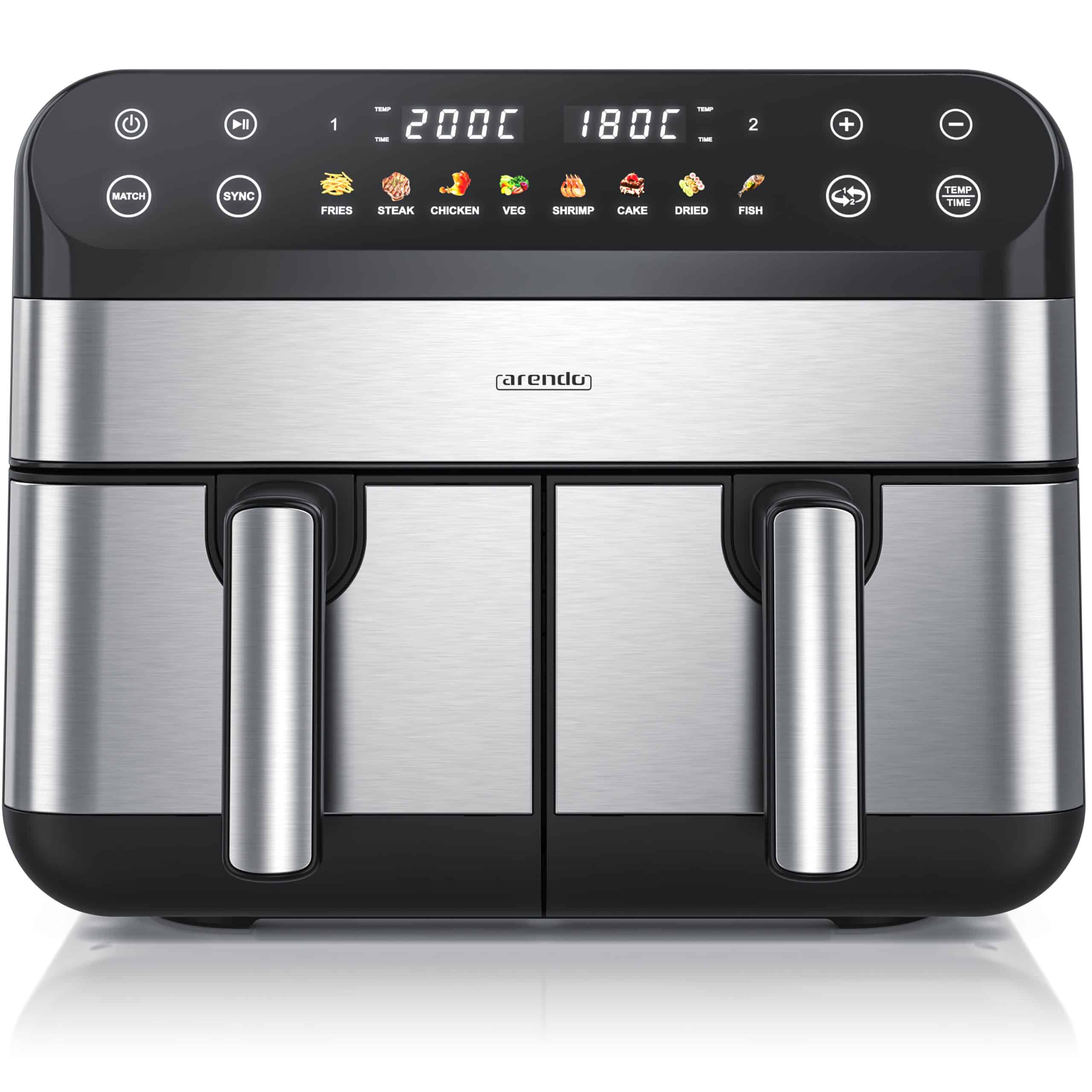 Arendo HeiBluftfritteuse XXL Doppelkammer Airfryer SL