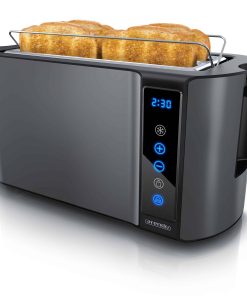Arendo Langschlitz Toaster mit 2 Röstkammern und Brötchenaufsatz