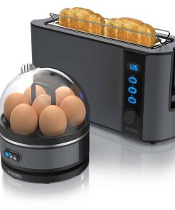 Arendo - SET Toaster FRUKOST mit Eierkocher SEVENCOOK Edelstahl Grau