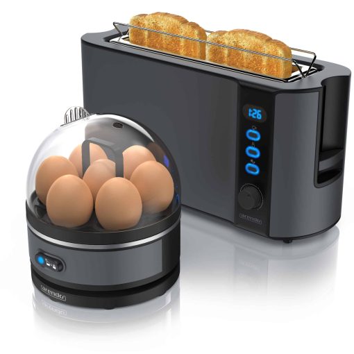 Arendo - SET Toaster FRUKOST mit Eierkocher SEVENCOOK Edelstahl Grau