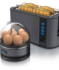 Arendo - SET Toaster FRUKOST mit Eierkocher SEVENCOOK Edelstahl Grau