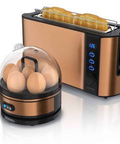 Arendo - SET Toaster FRUKOST mit Eierkocher SEVENCOOK Edelstahl Kupfer