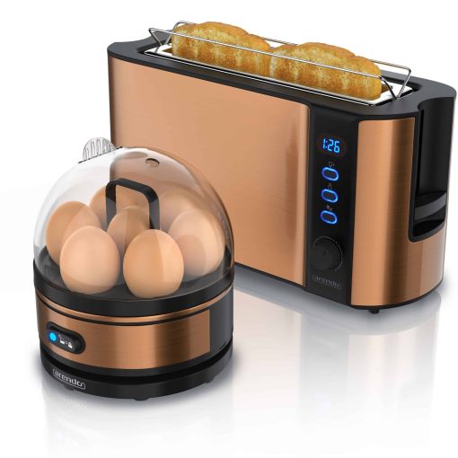 Arendo - SET Toaster FRUKOST mit Eierkocher SEVENCOOK Edelstahl Kupfer