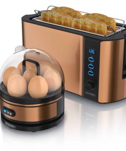 Arendo - SET Toaster FRUKOST mit Eierkocher SEVENCOOK Edelstahl Kupfer