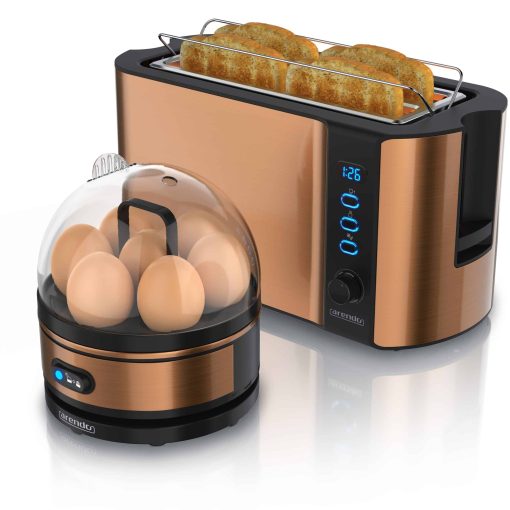 Arendo - SET Toaster FRUKOST mit Eierkocher SEVENCOOK Edelstahl Kupfer