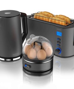 Arendo - SET Toaster MANHA mit Eierkocher SEVENCOOK Edelstahl Grau