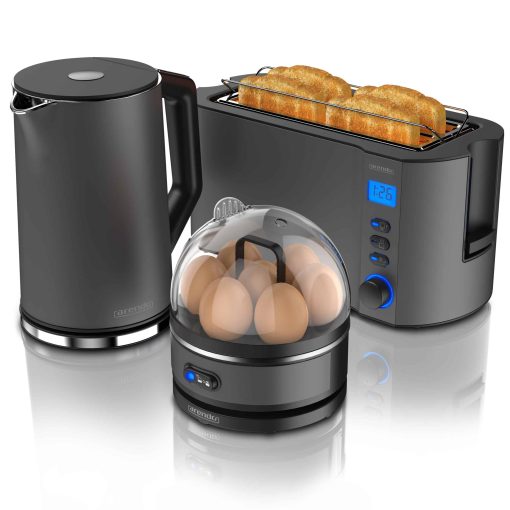 Arendo - SET Toaster MANHA mit Eierkocher SEVENCOOK Edelstahl Grau