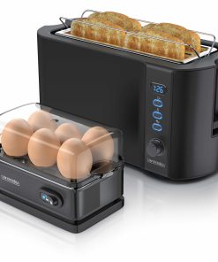 Arendo - Set Toaster FRUKOST mit Eierkocher SIXCOOK Edelstahl Schwarz