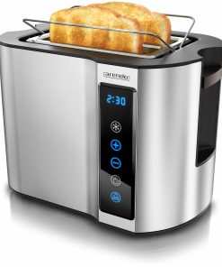 Arendo - Toaster 2 Scheiben Edelstahl Touchpanel - 800 W - Doppelwandgehäuse - Integrierter Brötchenaufsatz - 7 Bräunungsgrade