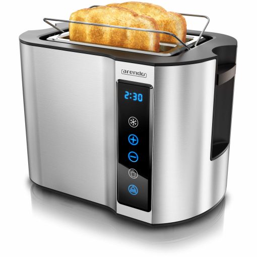 Arendo - Toaster 2 Scheiben Edelstahl Touchpanel - 800 W - Doppelwandgehäuse - Integrierter Brötchenaufsatz - 7 Bräunungsgrade