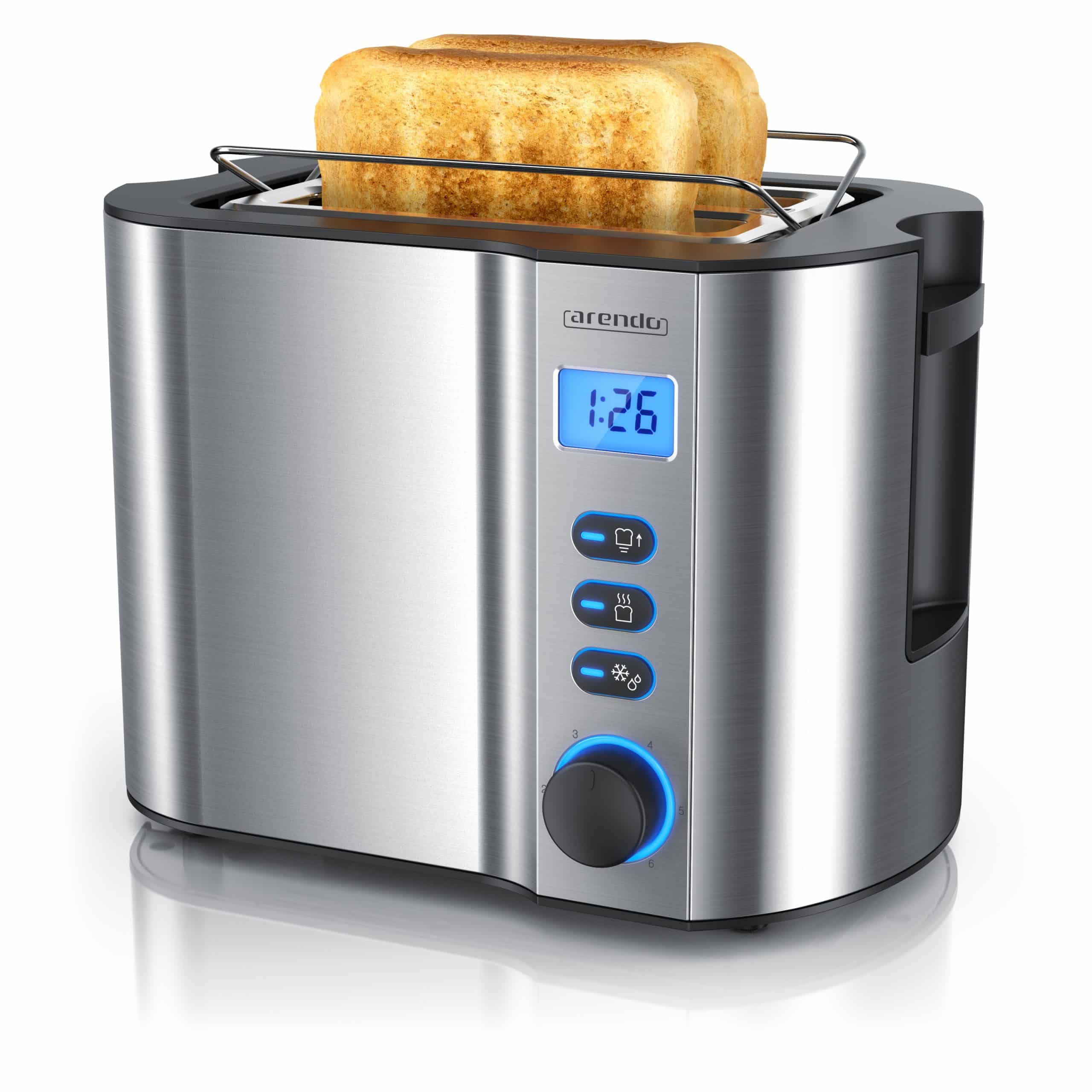 Arendo Toaster für 2 Scheiben mit Restzeitanzeige