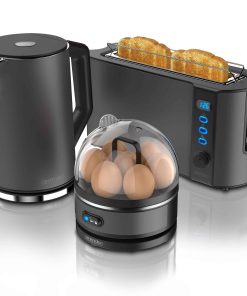 Arendo - Wasserkocher mit Toaster und Eierkocher SET Edelstahl Grau Wasserkocher 1