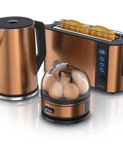 Arendo - Wasserkocher mit Toaster und Eierkocher SET Edelstahl Kupfer Wasserkocher 1