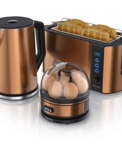 Arendo - Wasserkocher mit Toaster und Eierkocher SET Edelstahl Kupfer Wasserkocher 1