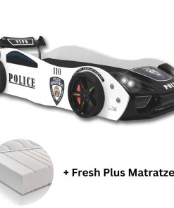 Autobett "Police" Spielbett für Kinder 90x200 inkl. Lattenrost und Fresh Plus Matratze