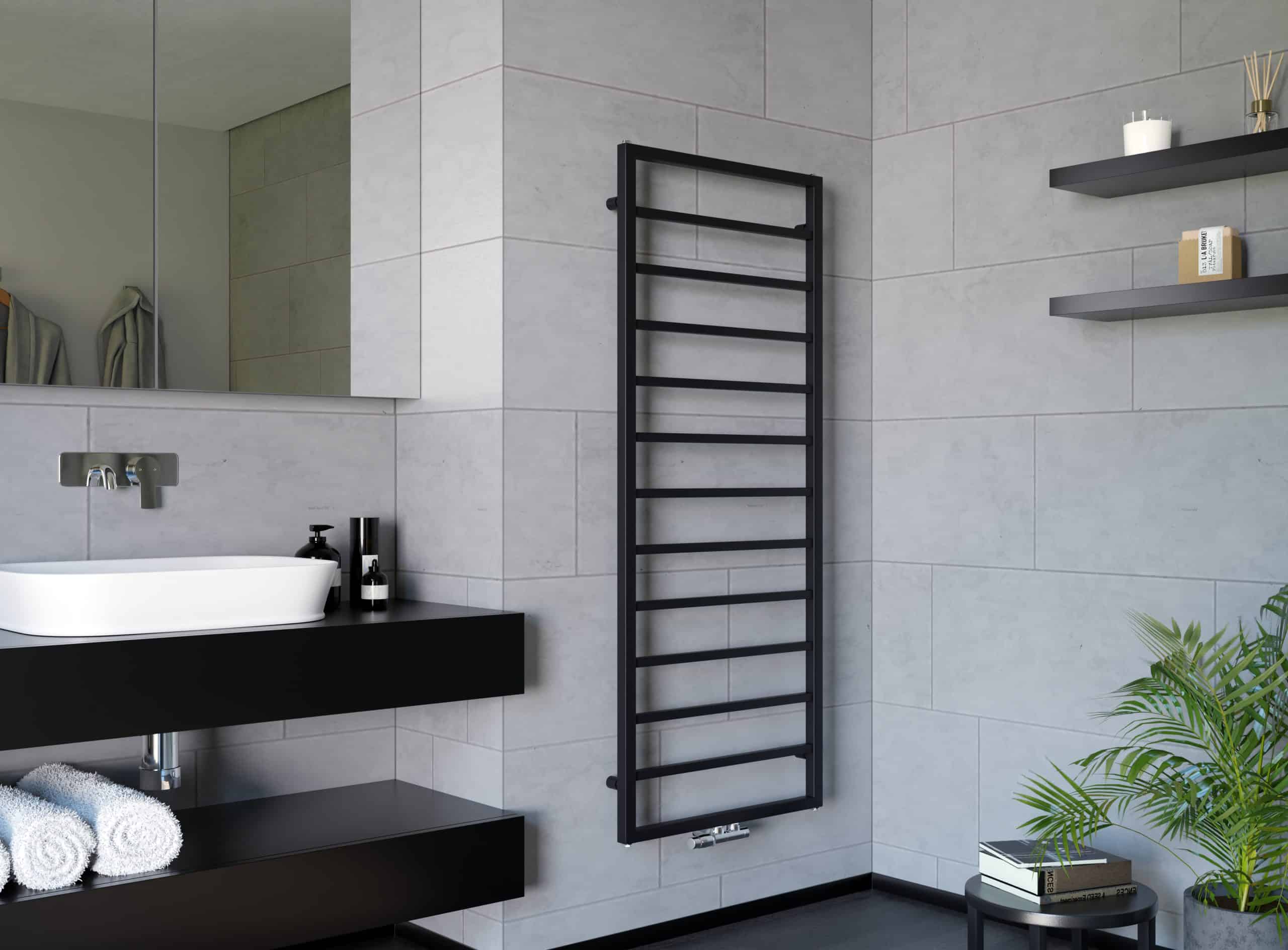 Azur Badheizkörper Pure Slim Schwarz Matt - 1480x600 mm