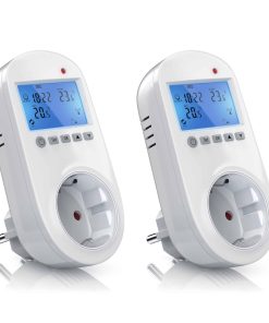 BEARWARE 2x Steckdosen Thermostat für Heiz & Klimageräte Individuell programmierbar / LCD-Display