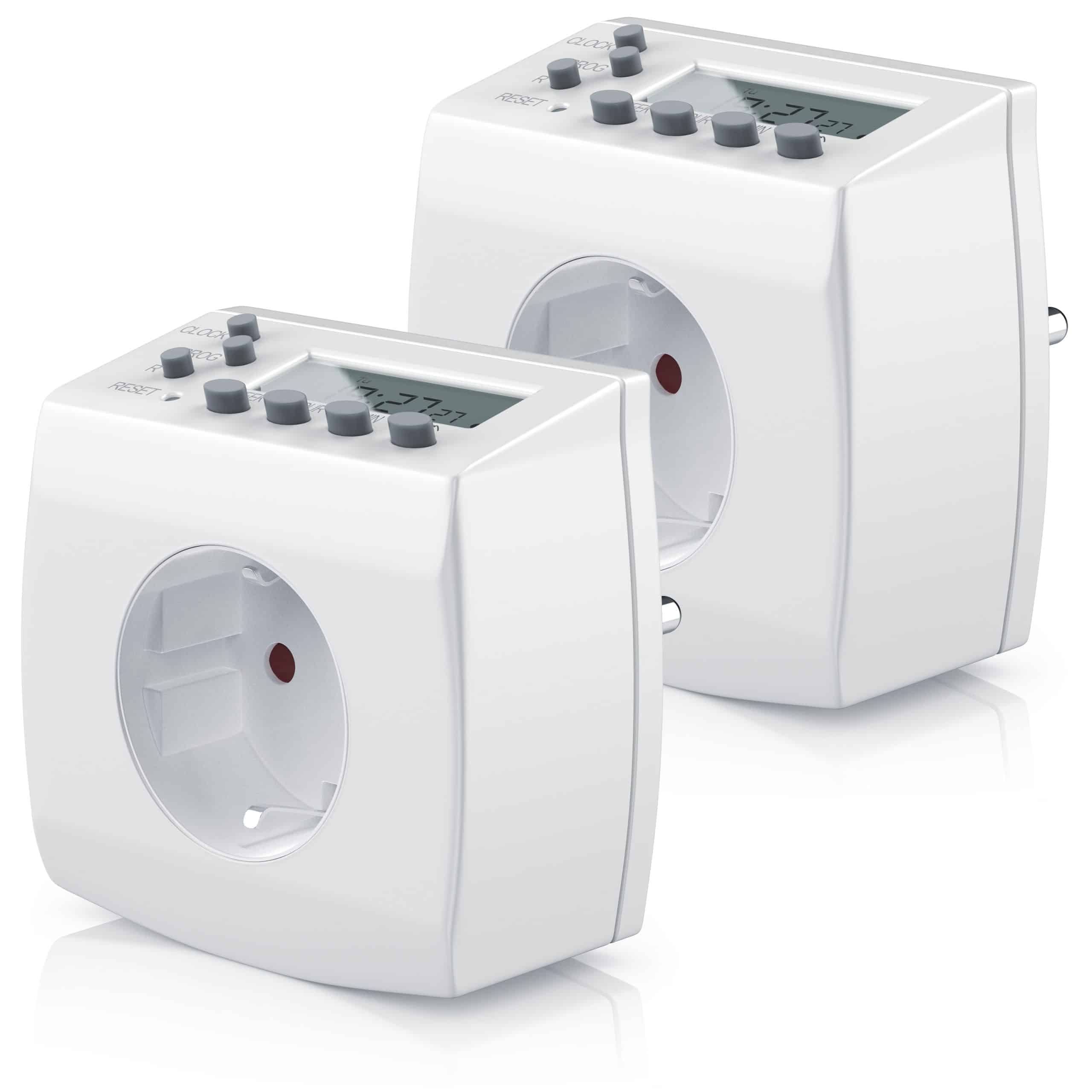 BEARWARE 2x digitale Zeitschaltuhr in kompakter Bauform Kinderschutzsicherung / Zufallsschaltung