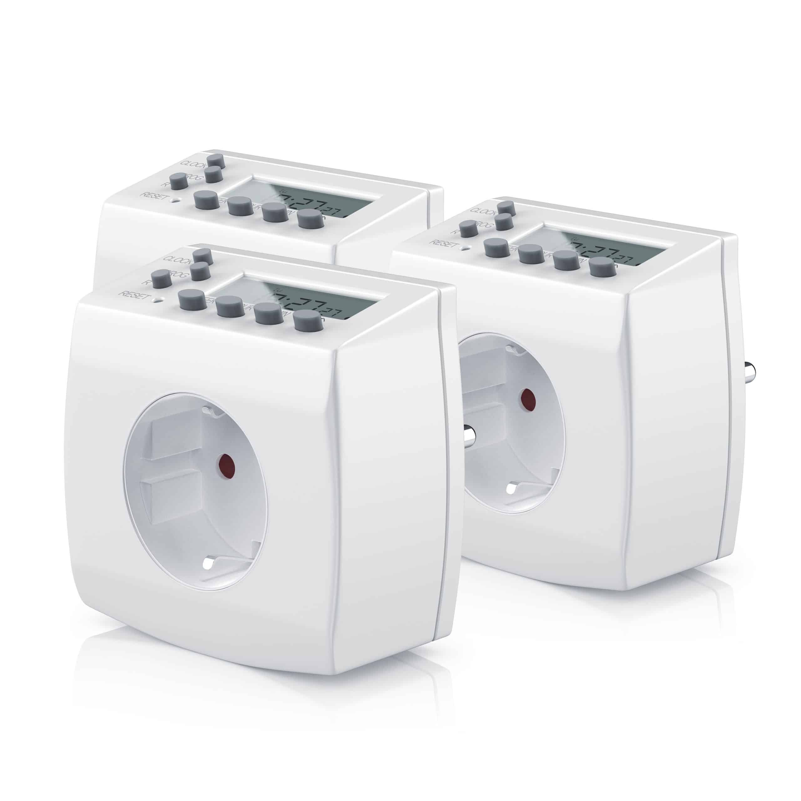 BEARWARE 3x digitale Zeitschaltuhr in kompakter Bauform Kinderschutzsicherung / Zufallsschaltung