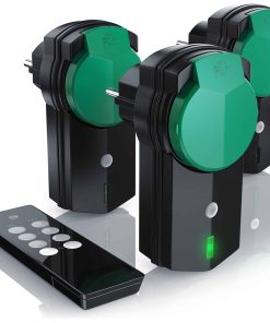BEARWARE Außenbereich Funksteckdosen Set mit Fernbedienung - 3x Outdoor Funkschalter Steckdosen