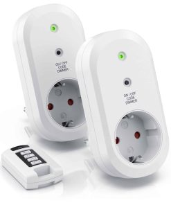 BEARWARE Dimmbare Funksteckdosen - Set mit Fernbedienung - 2er Set für den Innenbereich Indoor + 1 Fernbedienung - Steckdose