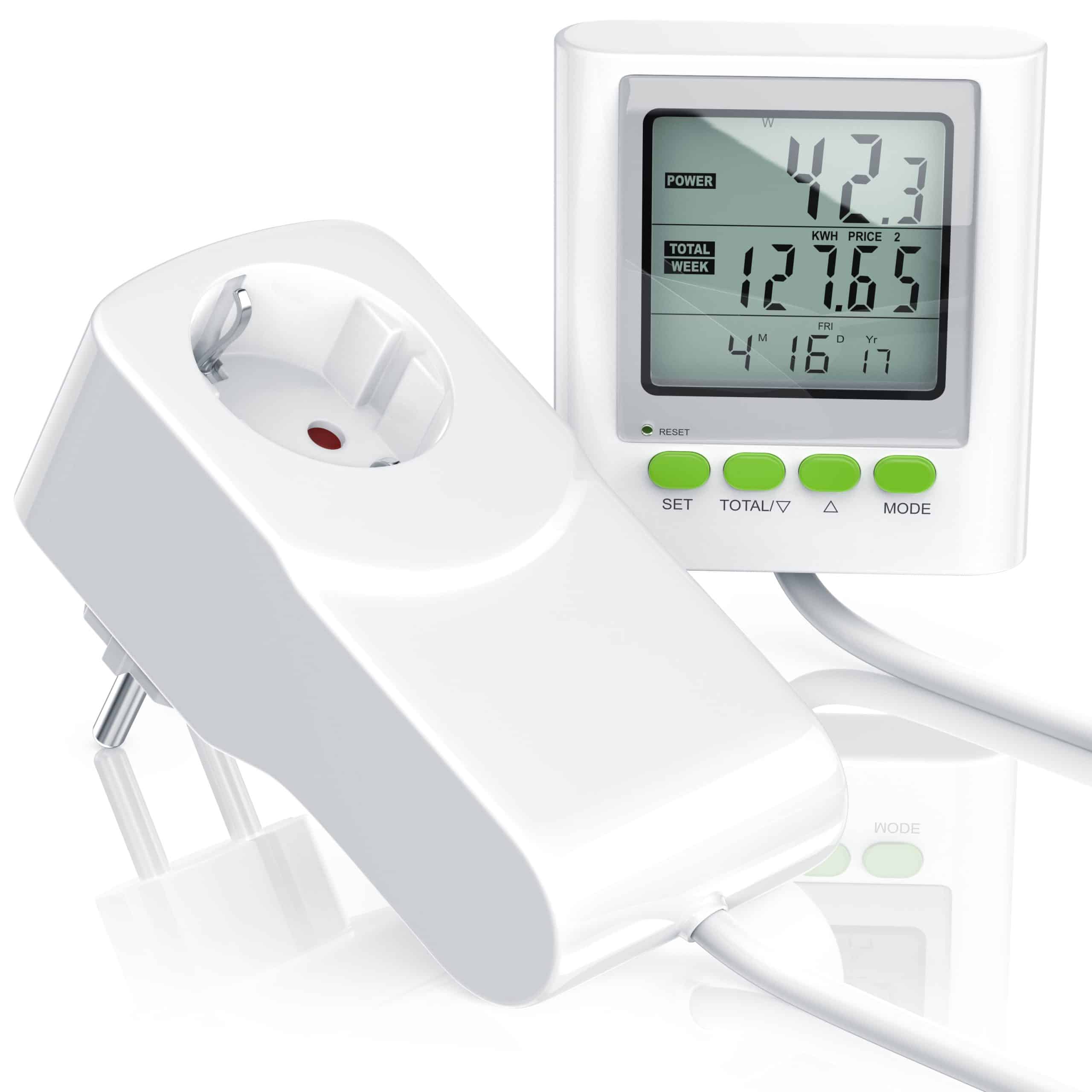BEARWARE Stromverbrauchszähler mit Kabelverlängerung - Energiekostenmessgerät