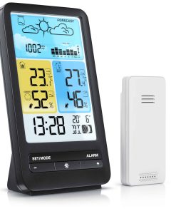 BEARWARE - Wetterstation Funk mit Farbdisplay und Außensensor - DCF Signal - DST - Innen und Außentemperatur - Temperaturwarnung Alarm Frostalarm