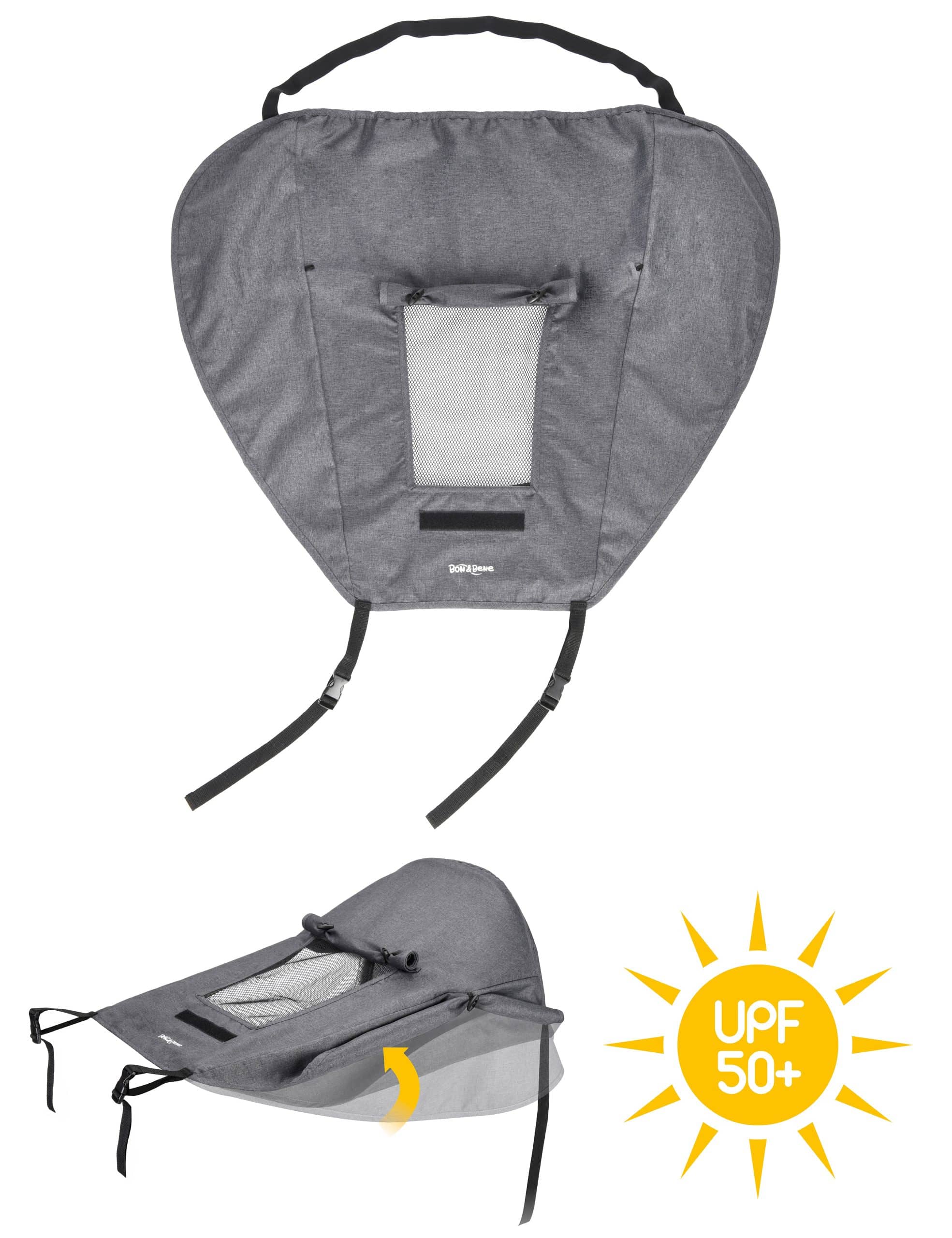 BON&BENE BON&BENE Sonnensegel für Kinderwägen    Universal-Sonnenschutz mit UV-Schutz 50   Mit Sichtfenster & breiten Schattenflügeln