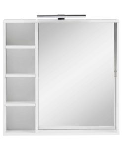 Badmöbel Spiegelschrank mit LED-Beleuchtung 4 offene Fächer Ablageboden