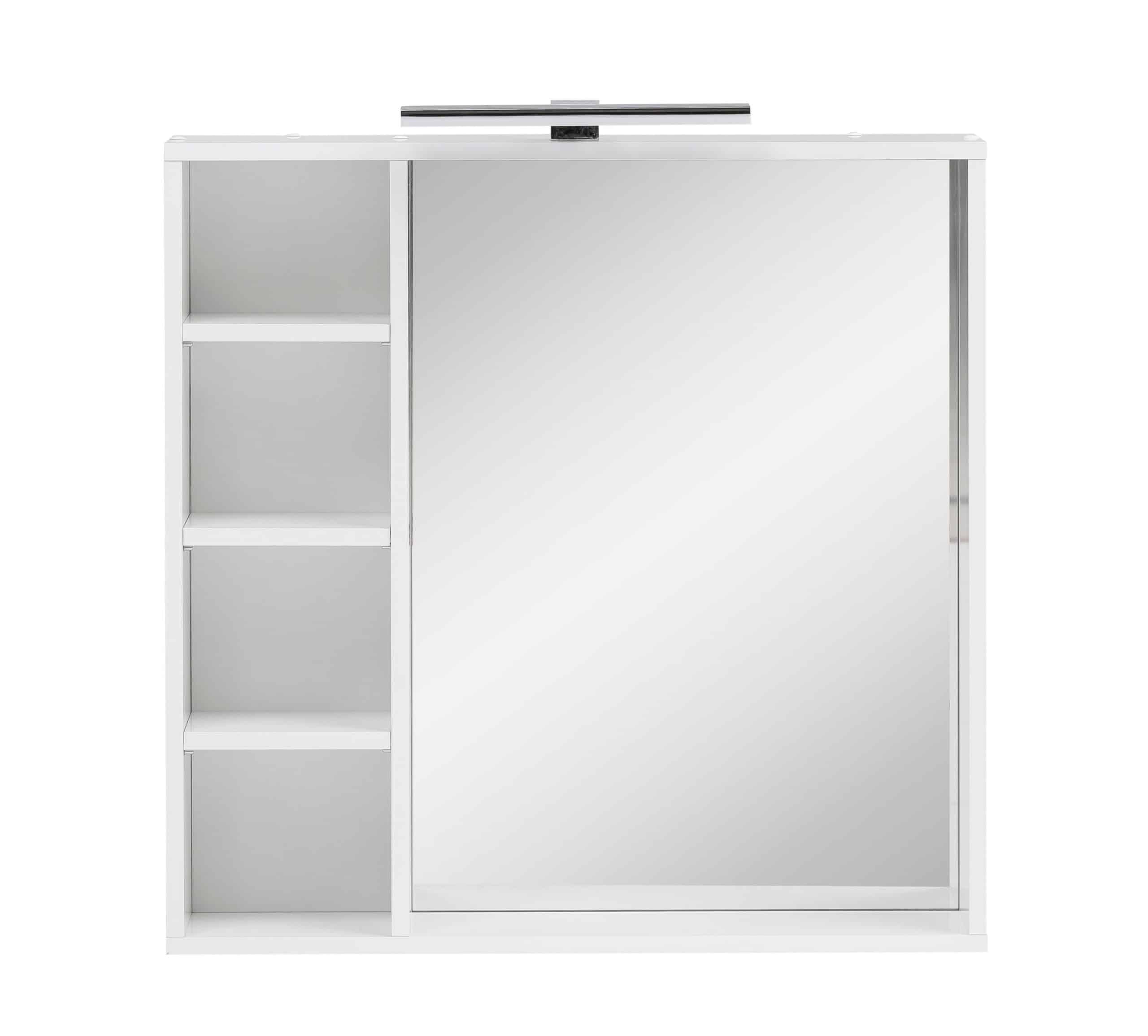 Badmöbel Spiegelschrank mit LED-Beleuchtung 4 offene Fächer Ablageboden
